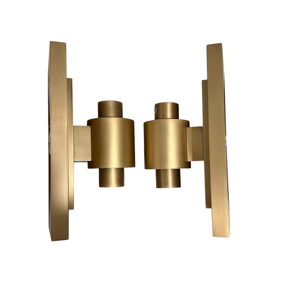 Champagne Brass Wall Sconces (2) Clear Glass Tube Vanity Lights Bathroom Hallway - Picture 4 of 16